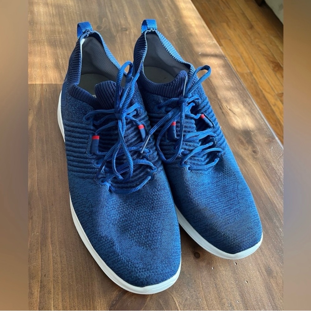 Mens FootJoy Flex XP spikeless golf sneaker shoes in blue 11.5